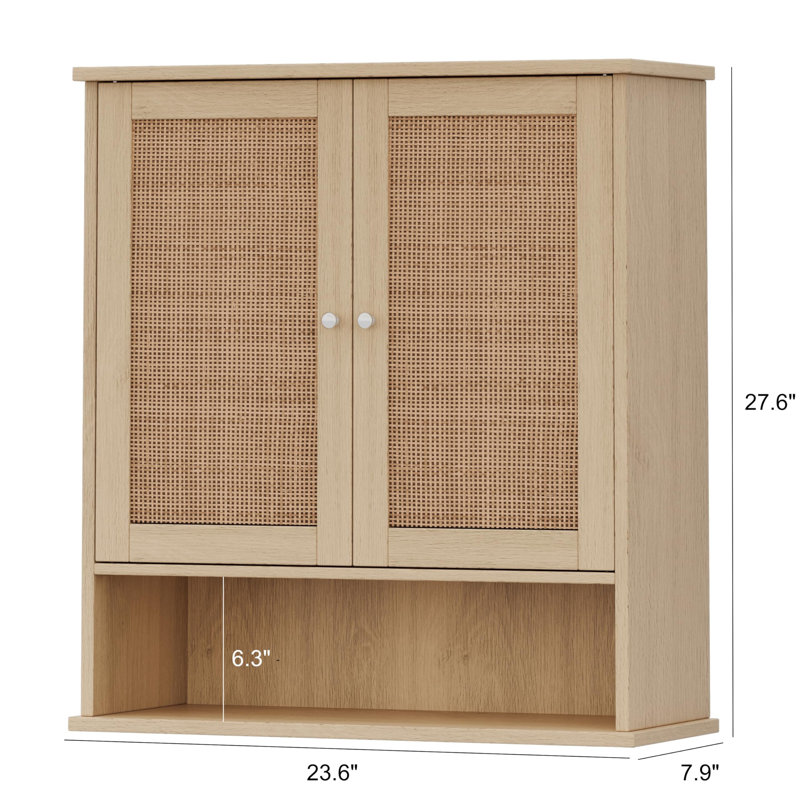 Bay Isle Home™ Ahsiah Reettic Rattan Two Door Wall Cabinet, Wooden ...